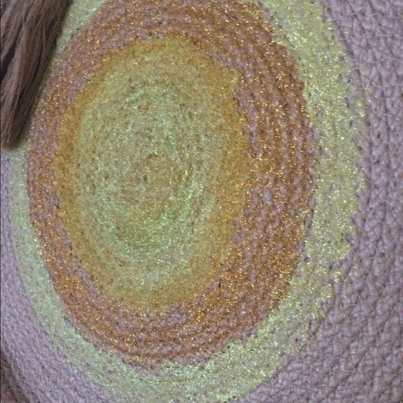 Woven circle round bag glitter glam 13” diameter - Picture 2 of 9